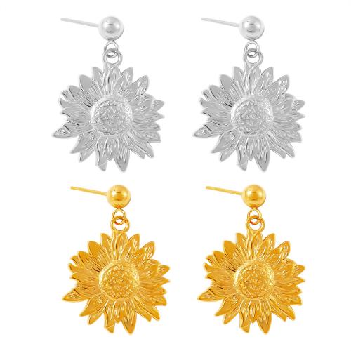 Titanstahl Tropfen Ohrring, Sonnenblume, 18K vergoldet, Modeschmuck & für Frau, goldfarben, 31x22mm, verkauft von Paar