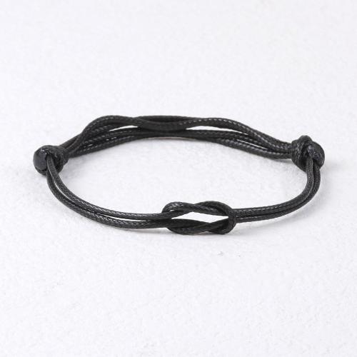 Fashion Create Wax Cord Bracelets, Sunflower, Double Layer & Adjustable & fashion jewelry & for man, black Approx 25 cm 