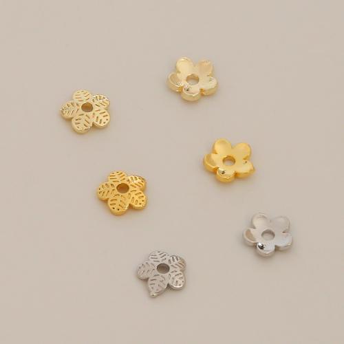 Brass Bead Cap, Flower, plated, DIY 6mm Approx 1.3mm 