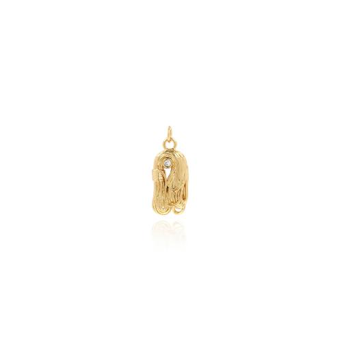 Cubic Zirconia Micro Pave Brass Pendant, with Cubic Zirconia, gold color plated, DIY 