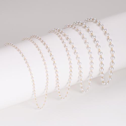 Collier de perles en plastique, Acier inoxydable 304, avec perle de plastique, avec 5cm chaînes de rallonge, Placage ionique sous vide, bijoux de mode & normes différentes pour le choix & pour femme, plus de couleurs à choisir cm, Vendu par PC