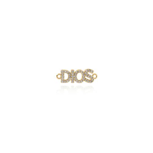 Cubic Zirconia Micro Pave Brass Connector, Alphabet Letter, gold color plated, DIY & micro pave cubic zirconia & 1/1 loop 