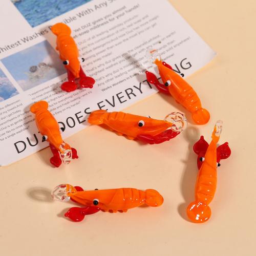 Animal Lampwork Pendants, Lobster, DIY, orange 