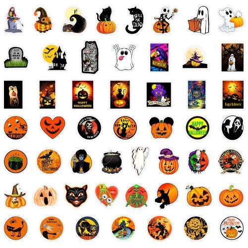 PVC suave Papel Adhesivo, Impresión, Diseño de Halloween & Bricolaje & impermeable, Sheet size: 4-8cm, aproximado 50PCs/Bolsa, Vendido por Bolsa