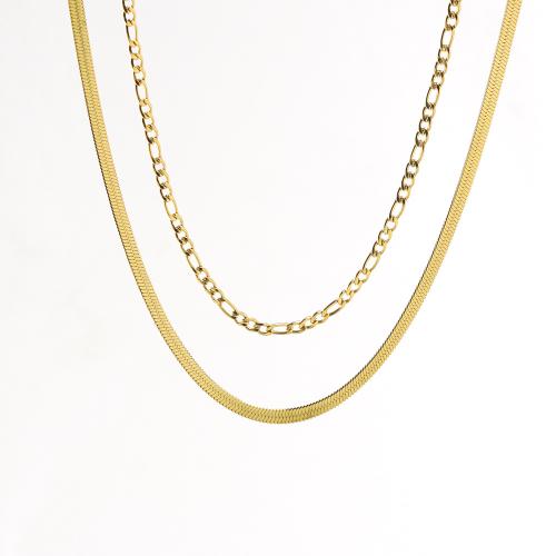 Stainless Steel Jewelry Necklace, 304 Stainless Steel, Double Layer & fashion jewelry & for woman, gold 