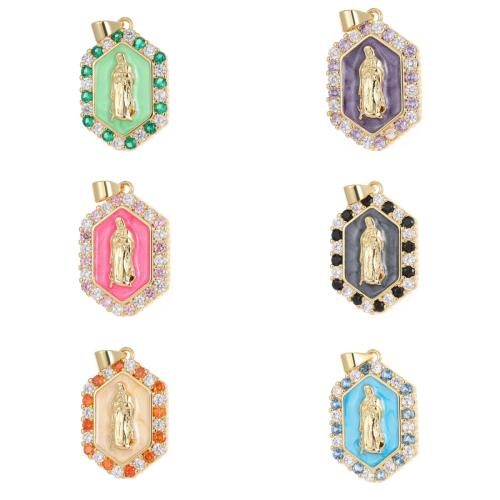 Cubic Zirconia Micro Pave Brass Pendant, plated, DIY & micro pave cubic zirconia & enamel [