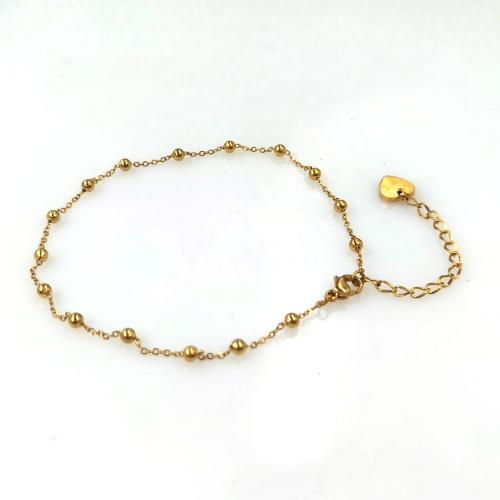 Stainless Steel Anklets Jewelry, 304 Stainless Steel, with 3CM extender chain, plated, for woman, gold Approx 18 cm 