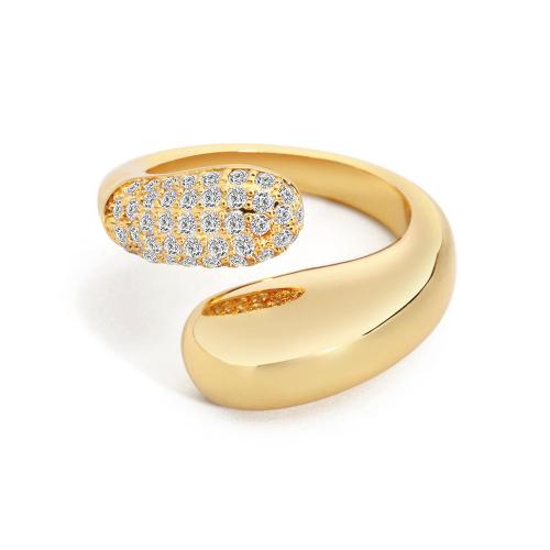 Crystal Brass Finger Ring, with Crystal, plated & for woman [