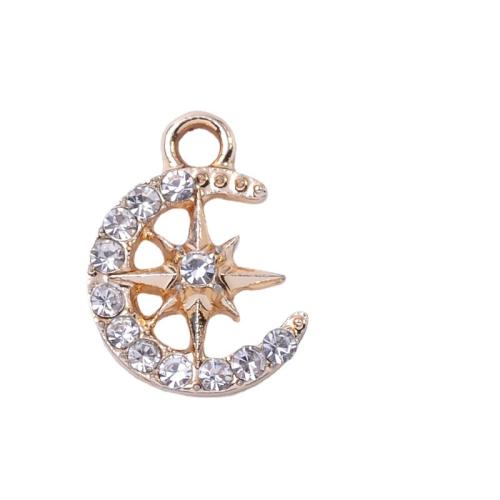 Zinc Alloy Rhinestone Pendants, with Plastic Pearl, plated, DIY & with rhinestone, gold 