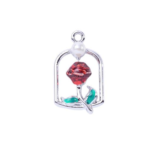 Pendentifs émail, alliage de zinc, avec perle de plastique, Placage, DIY & styles différents pour le choix, plus de couleurs à choisir Vendu par sac