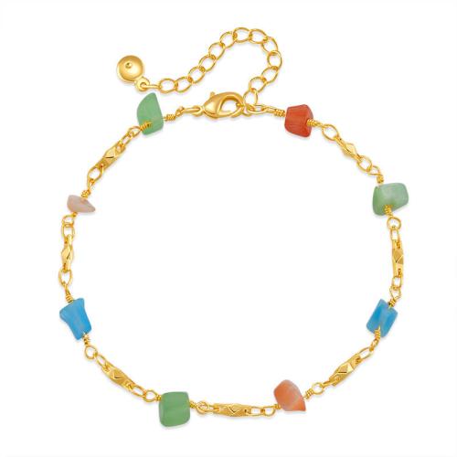 Bracelets en laiton, avec Pierre naturelle, bijoux de mode & pour femme Environ 18.5 cm, Vendu par PC