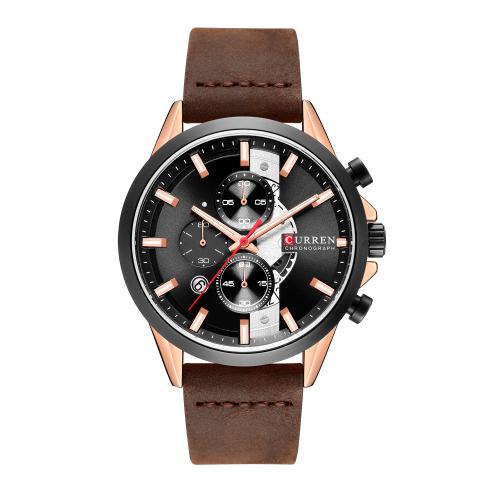 Pulseras de reloj de hombres, Vidrio, con Cuero, movimiento japonés, Resistente al agua de la vida & Joyería & multifuncional & para hombre, más colores para la opción, longitud:aproximado 25 cm, Vendido por UD[