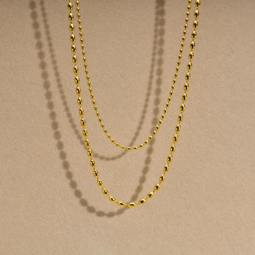 Stainless Steel Chain Necklace, 304 Stainless Steel, 18K gold plated  & for woman, golden 