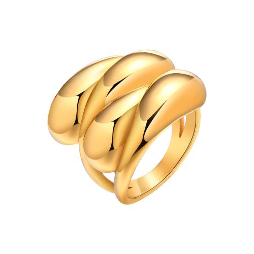 Edelstahl Fingerring, 304 Edelstahl, Modeschmuck & verschiedene Größen vorhanden & für Frau, goldfarben, verkauft von PC