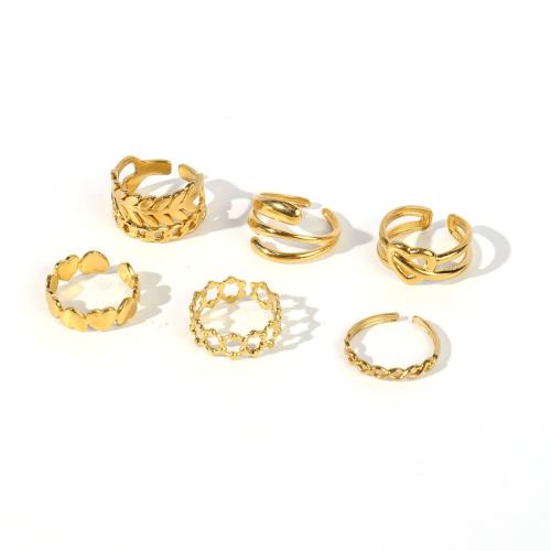 Edelstahl Fingerring, 304 Edelstahl, 18K vergoldet, Modeschmuck & verschiedene Stile für Wahl & für Frau, goldfarben, diameter 17mm, verkauft von PC