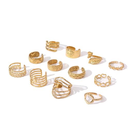 Edelstahl Fingerring, 304 Edelstahl, 18K vergoldet, Modeschmuck & verschiedene Stile für Wahl & für Frau, goldfarben, diameter 17mm, verkauft von PC