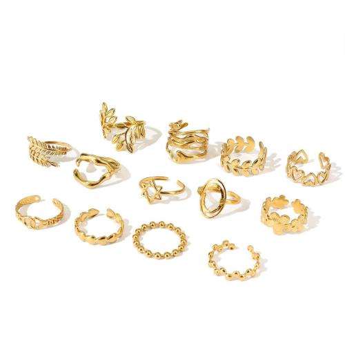 Edelstahl Fingerring, 304 Edelstahl, 18K vergoldet, Modeschmuck & verschiedene Stile für Wahl & für Frau, goldfarben, diameter 17mm, verkauft von PC