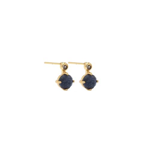 Gemstone Stud Earring, Brass, with Gemstone, gold color plated, fashion jewelry & for woman 