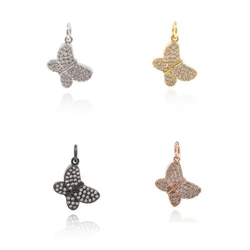 Cubic Zirconia Micro Pave Brass Pendant, Butterfly, plated, DIY & micro pave cubic zirconia 