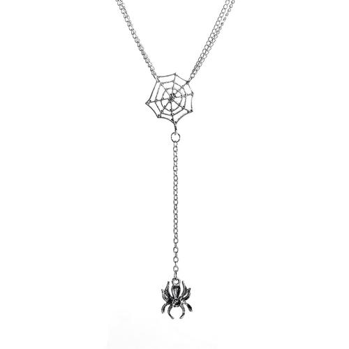 Zinc Alloy Necklace, with 5cm extender chain, Spider Web, silver color plated, fashion jewelry & Unisex Approx 50 cm 