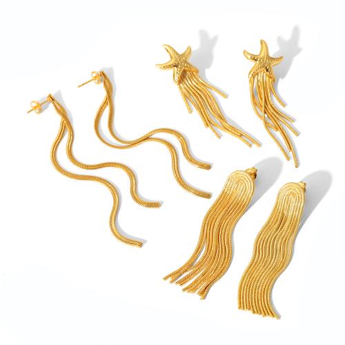 Fashion Fringe Earrings, 304 Stainless Steel, Vacuum Ion Plating, fashion jewelry & for woman 