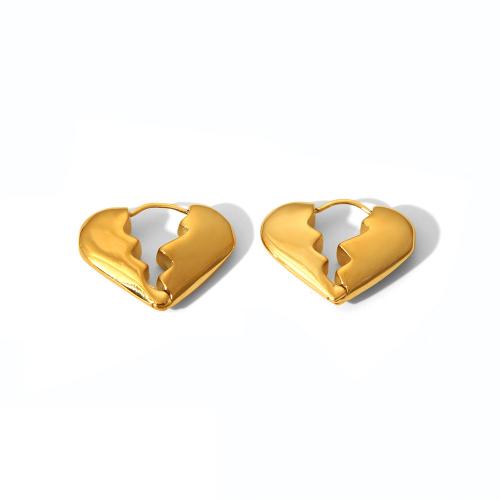 Stainless Steel Drop Earring, 304 Stainless Steel, Heart, Vacuum Ion Plating, fashion jewelry & for woman, golden 