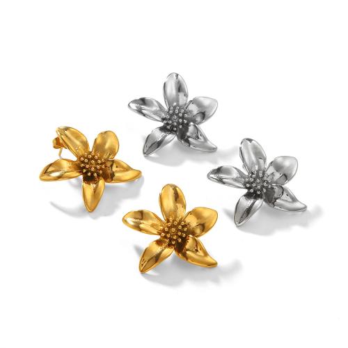 Stainless Steel Stud Earring, 304 Stainless Steel, Flower, Vacuum Ion Plating, fashion jewelry & for woman 