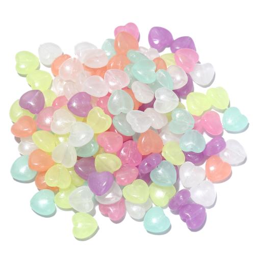 Acrylic Jewelry Beads, Plastic, Heart, DIY & luminated, mixed colors Approx 1.2mm 