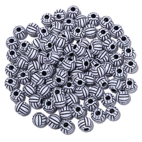 Printing Acrylic Beads, Round, DIY, white and black Approx 3mm 