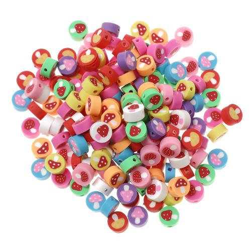 Rondelle Polymer Clay Perlen, Polymer Ton, DIY, gemischte Farben, 4.5x9.4mm, Bohrung:ca. 1.5mm, 100PCs/Tasche, verkauft von Tasche[