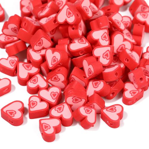 Polymer Clay Jewelry Beads, Heart, DIY, red Approx 1.5mm [