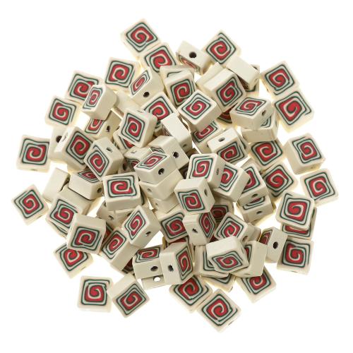 Polymer Clay Jewelry Beads,  Square, DIY, beige Approx 1.5mm [