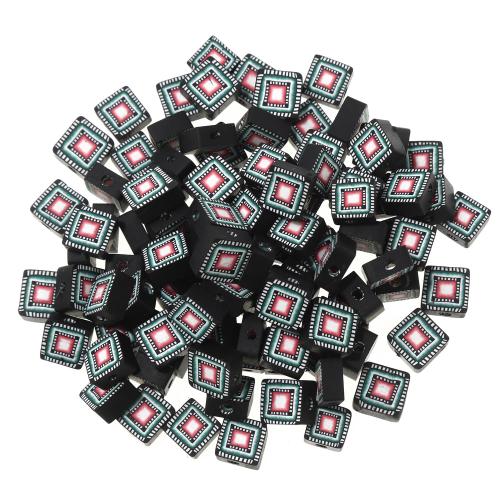 Polymer Clay Jewelry Beads,  Square, DIY, black Approx 1.5mm [