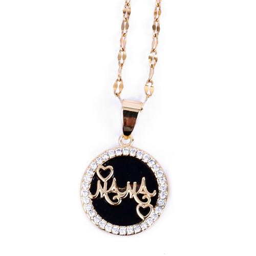 Cubic Zircon Micro Pave Brass Necklace, with 5CM extender chain, gold color plated & micro pave cubic zirconia & for woman & enamel, gold Approx 40 cm 