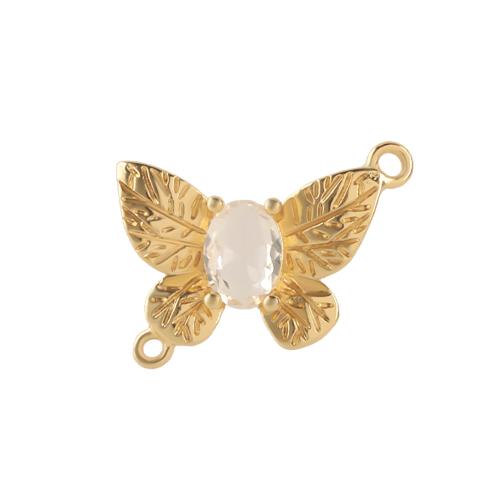 Cubic Zirconia Micro Pave Brass Connector, Butterfly, plated, DIY & micro pave cubic zirconia 