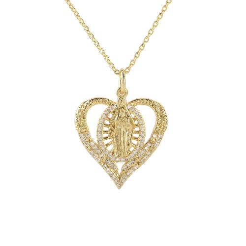 Cubic Zirconia Micro Pave Brass Pendant, Heart, plated, DIY & micro pave cubic zirconia 