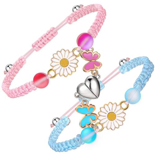 Pulsera de Piedras Preciosas, acero inoxidable 304, con Cordón de nudo & Labradorita, hecho a mano, 2 piezas & unisexo & diferentes estilos para la opción & esmalte, más colores para la opción, longitud:aproximado 16 cm, Vendido por Set