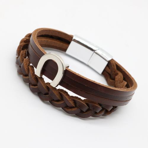 PU Leather Cord Bracelets, Zinc Alloy, with Magnet & PU Leather, plated, multilayer & Unisex cm 