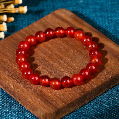 Red Agate Bracelet, Round, handmade, folk style & for woman, beads length 8mm, Approx 