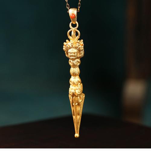 Zinc Alloy Necklace, with Synthetic Jade, Vajra, gold color plated, folk style & oval chain & for woman Approx 17.7 Inch 