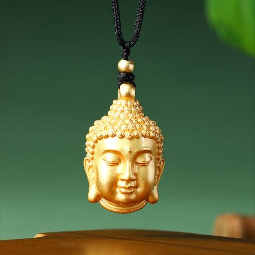 Zinc Alloy Necklace, with Polyester Cord, Buddha, gold color plated, folk style & Unisex Approx 16-20 Inch 