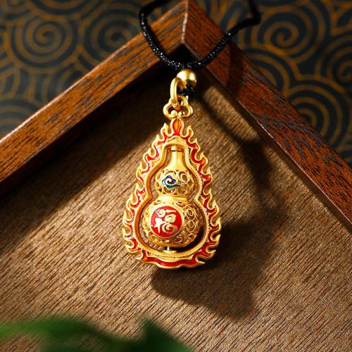 Zinc Alloy Necklace, with Polyester Cord, Calabash, gold color plated, rotatable & for woman & enamel & hollow Approx 16-20 Inch [