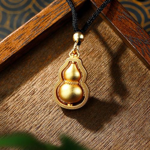 Zinc Alloy Necklace, with Polyester Cord, Calabash, gold color plated, Unisex & hollow Approx 16-20 Inch 