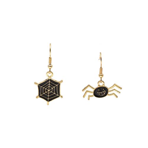 Zinc Alloy Asymmetric Earrings, Halloween Design & fashion jewelry & for woman & enamel, golden 