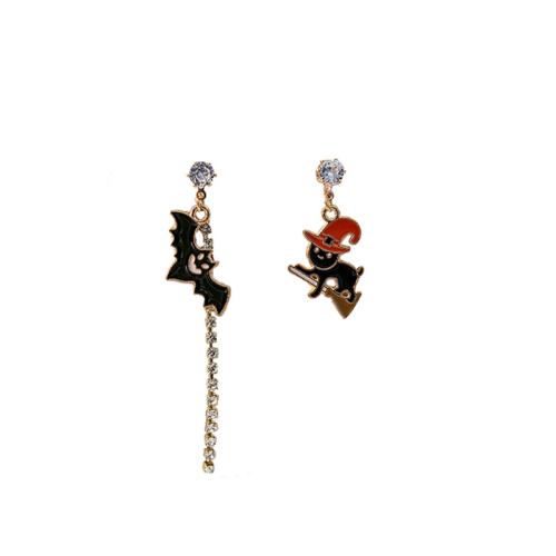 aleación de zinc Pendientes asimétricos, Diseño de Halloween & Joyería & diferentes estilos para la opción & para mujer & esmalte, Vendido por Par