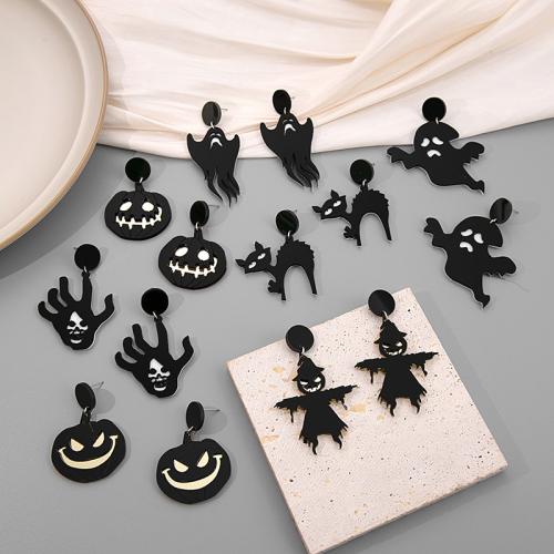 Acrílico Arito, Diseño de Halloween & Joyería & diferentes estilos para la opción & para mujer, Negro, Vendido por Par