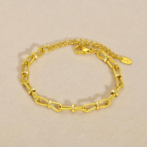 Pulseras de acero inoxidable, acero inoxidable 304, con 5cm extender cadena, 18K chapado en oro, Joyería & para mujer, dorado, longitud:aproximado 16 cm, Vendido por UD