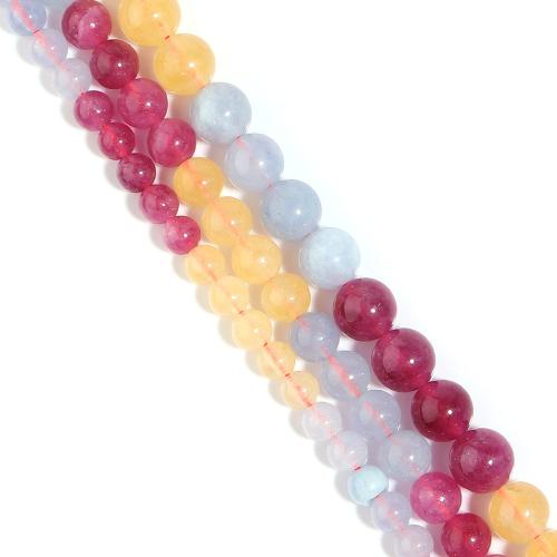 Mix Color Quartz Beads, Round, gold color plated, DIY mixed colors Approx 38 cm 