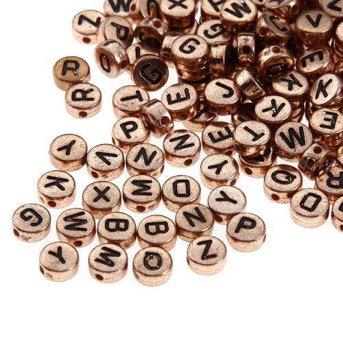 Acrylic Alphabet Beads, DIY, rose gold color Approx 1.25-1.35mm 