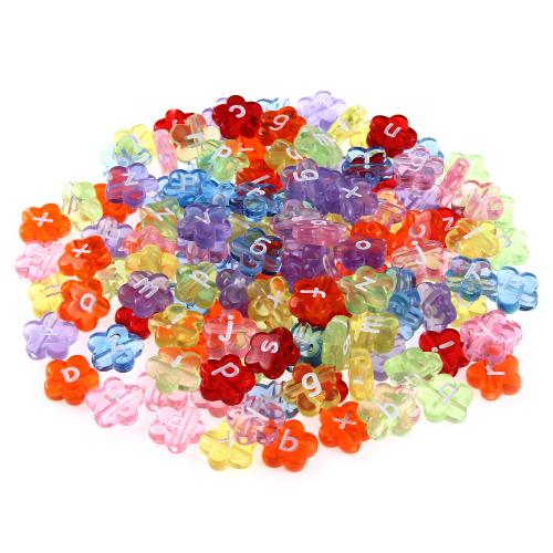 Acrylic Alphabet Beads, Flower, DIY, mixed colors Approx 1.68-1.7mm 